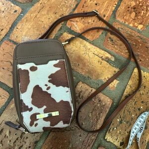 Cow print crossbody wallet cellphone holder